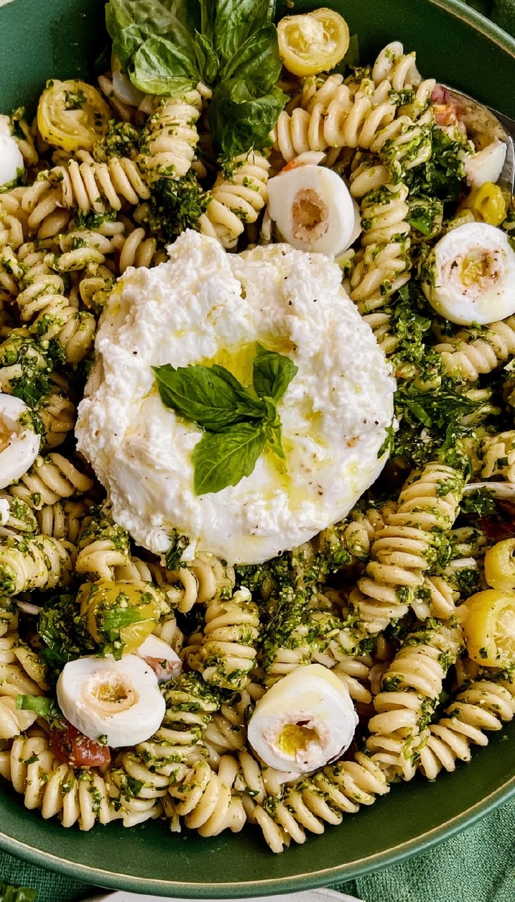 Lemon Herb Pasta Salad with Burrata 115 Lemon Herb Pasta Salad with Burrata