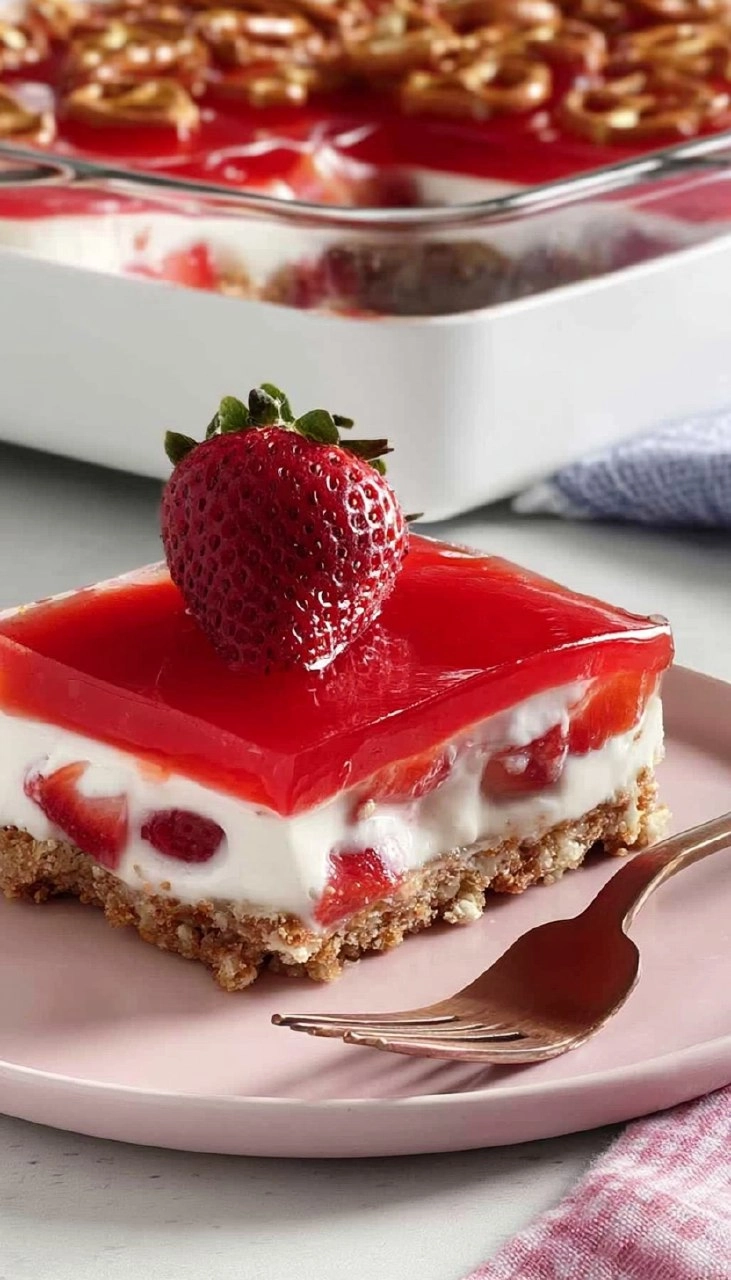 Strawberry Pretzel Salad | Sweet No-Bake Potluck Dessert 105 Strawberry Pretzel Salad | Sweet No-Bake Potluck Dessert