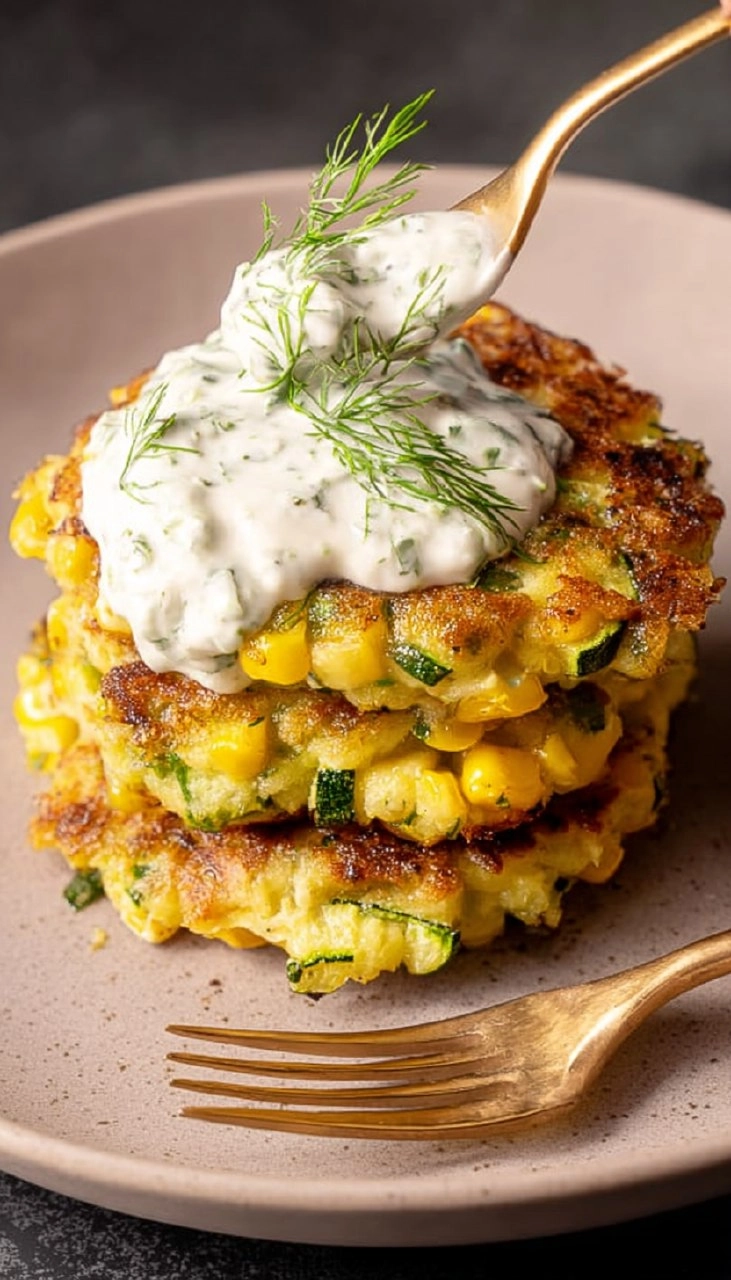 Corn and Zucchini Fritters with Herb Yogurt Sauce 130 Corn and Zucchini Fritters with Herb Yogurt Sauce