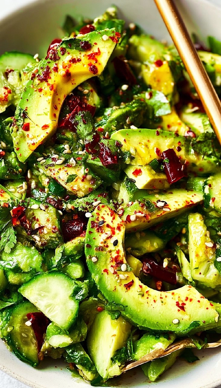 Smashed Cucumber Avocado Salad