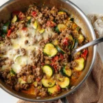 Cheesy-Ground-Beef-Zucchini-Skillet-Recipe