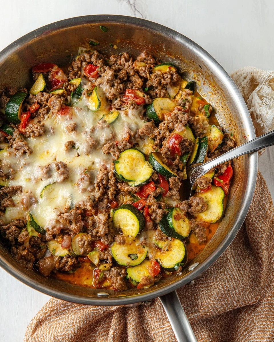 Cheesy-Ground-Beef-Zucchini-Skillet-Recipe
