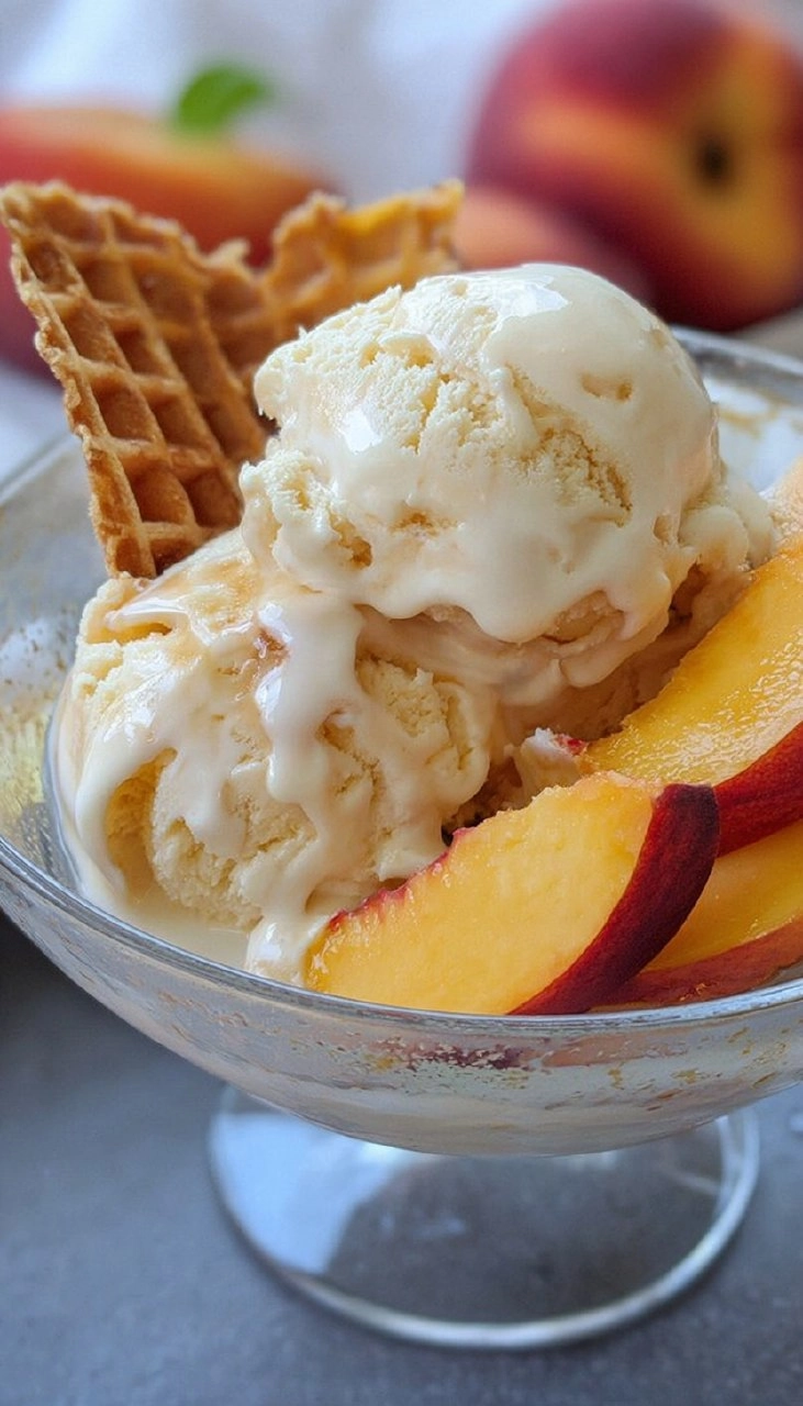 No Churn Peaches and Cream Ice Cream