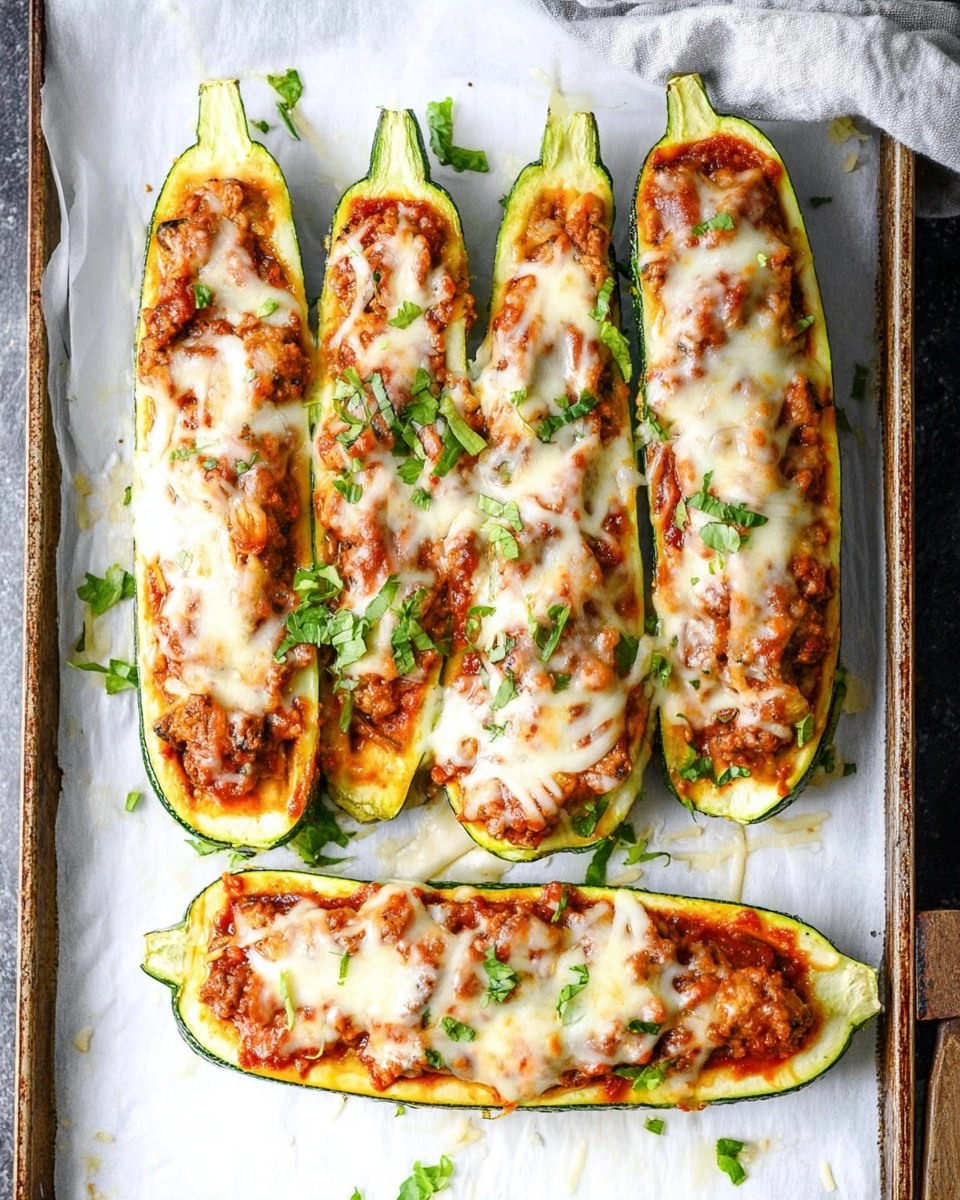 Sausage Stuffed Zucchini Boats