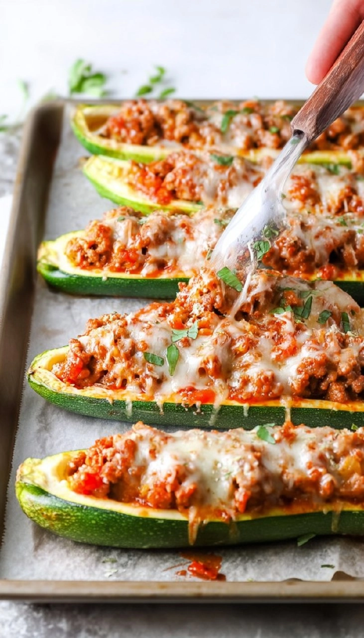 Sausage Stuffed Zucchini Boats