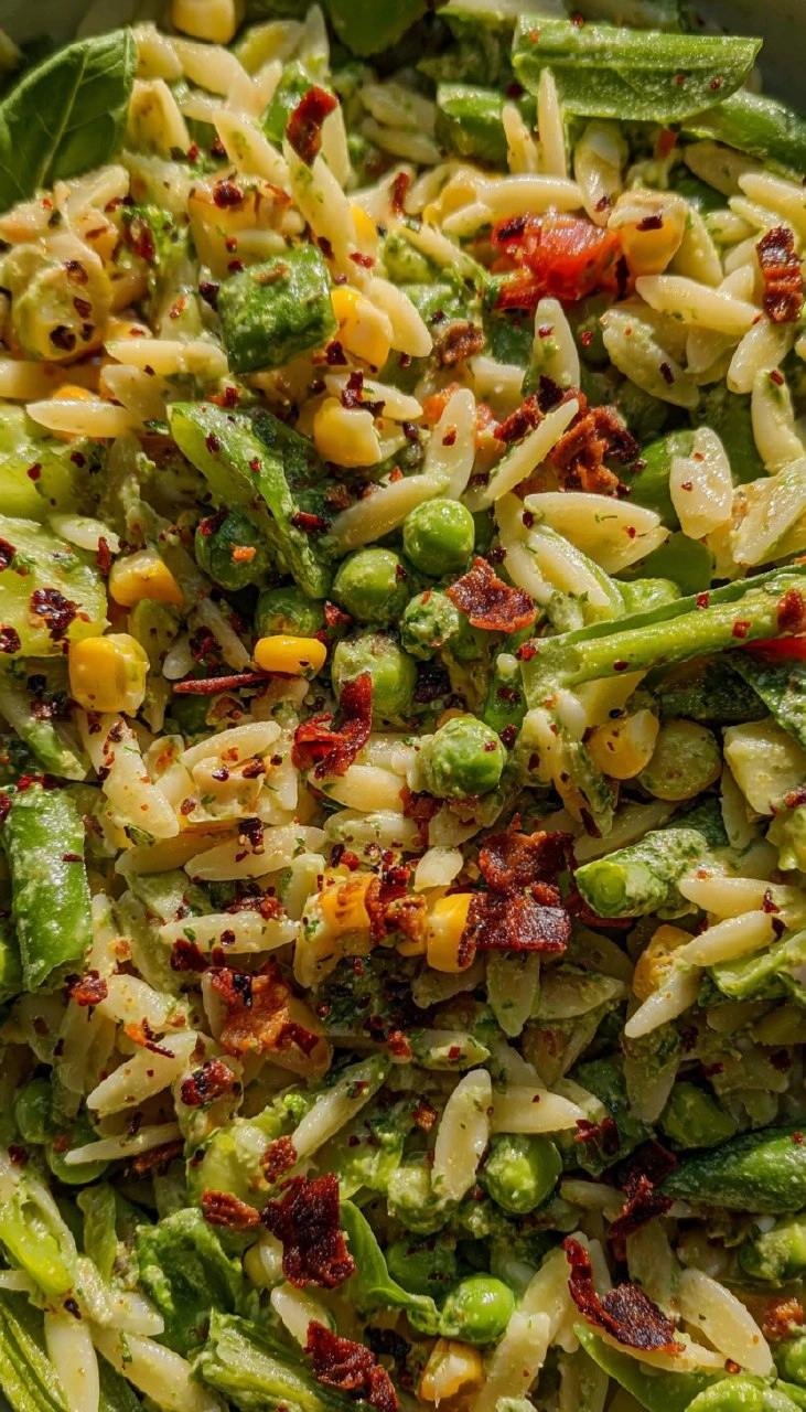 Spring Orzo Pasta Salad with Creamy Basil Vinaigrette 135 Spring Orzo Pasta Salad with Creamy Basil Vinaigrette