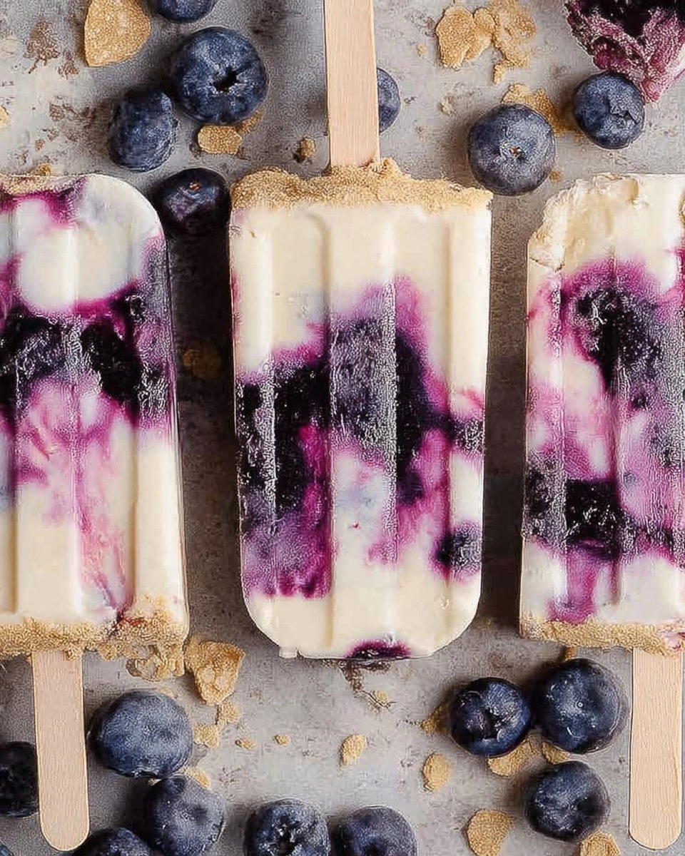 Blueberry Cheesecake Protein Popsicles