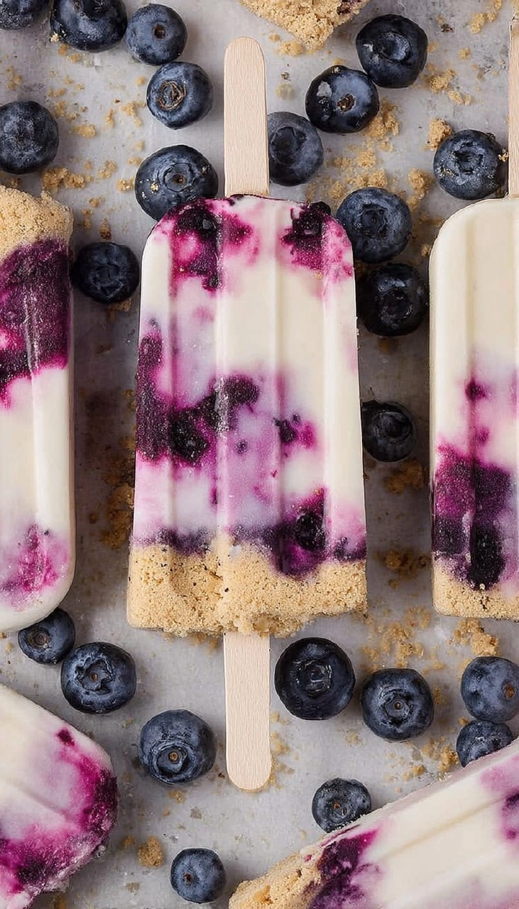 Blueberry Cheesecake Protein Popsicles