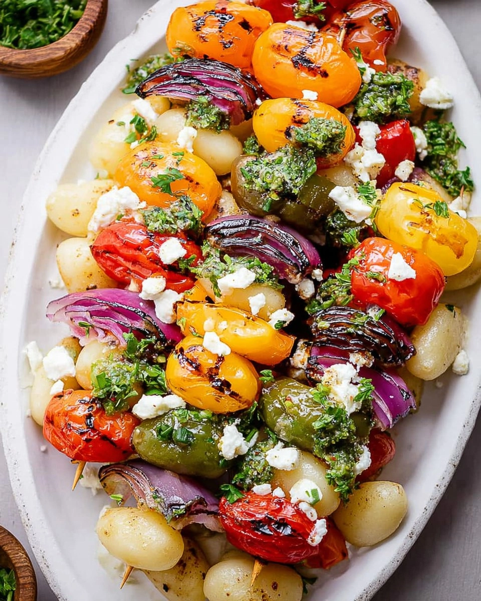 Rainbow Grilled Gnocchi Skewers