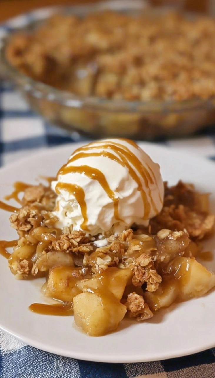 Caramel Apple Crisp with Crunchy Oat Topping
