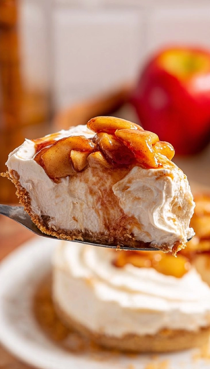 Creamy No Bake Apple Cheesecake Pie
