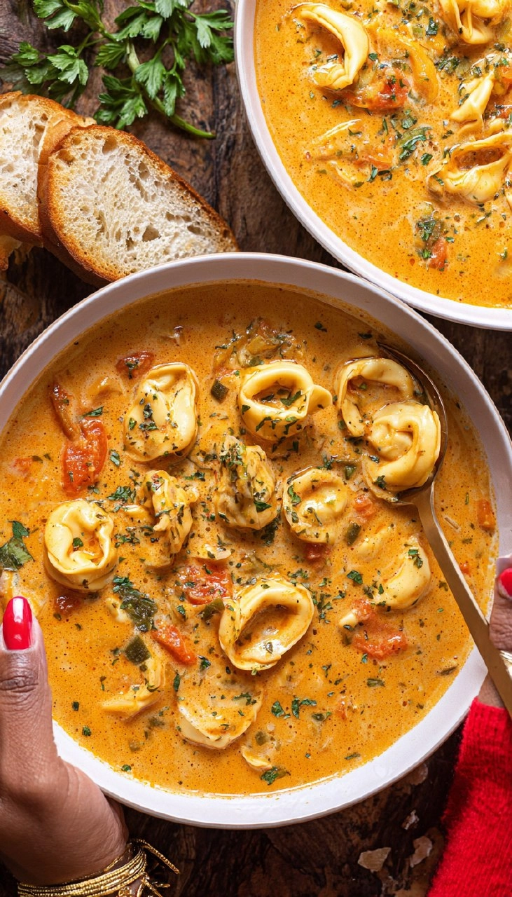 Creamy Tuscan Tortellini Soup [Easy + Comforting]