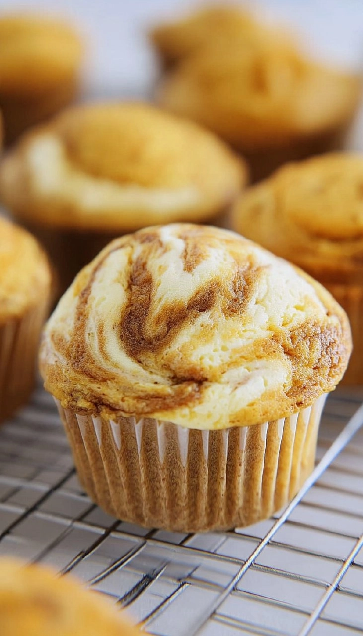Pumpkin Muffins with Cheesecake Swirl